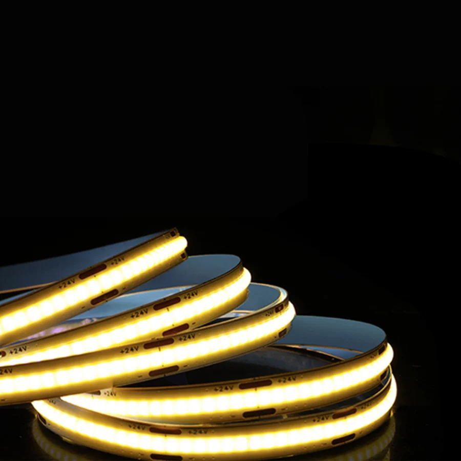 
1080lm/roll 5 meters long led cob strip light 24v current 500mA/meter 