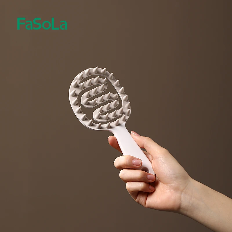 FaSoLa Hair Scalp Massager Home Use Long Handle Shampoo Brush for Scalp Massage and Deep Cleansing Hair Scrubber for Both