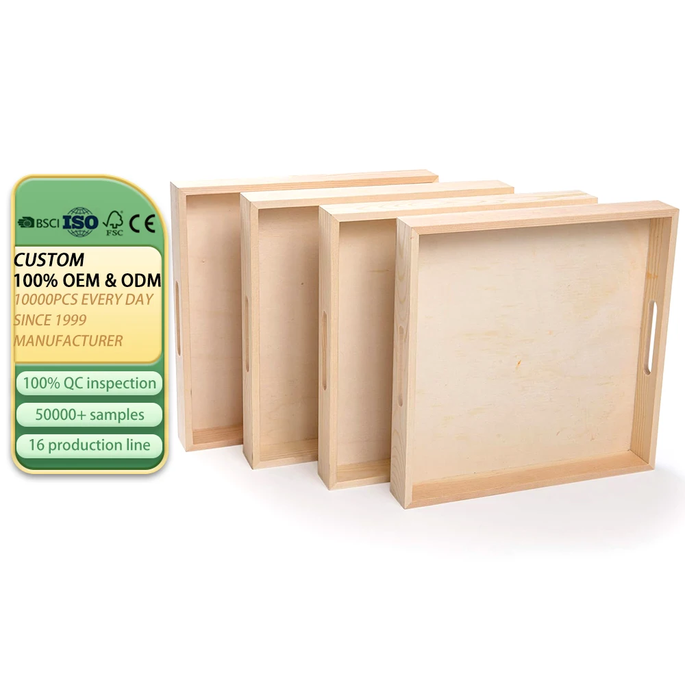 DACHUANG WOOD ART Square Serving Wooden Boxes with Handles