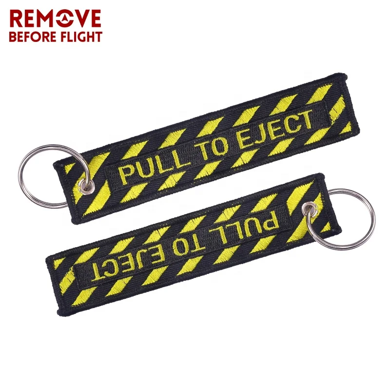 Aviation Gifts Keychain Pull To Eject Embroidered Key Chain Fashion Car Key Chains Embroidery Key Chain Key Fob OEM Car Keychain