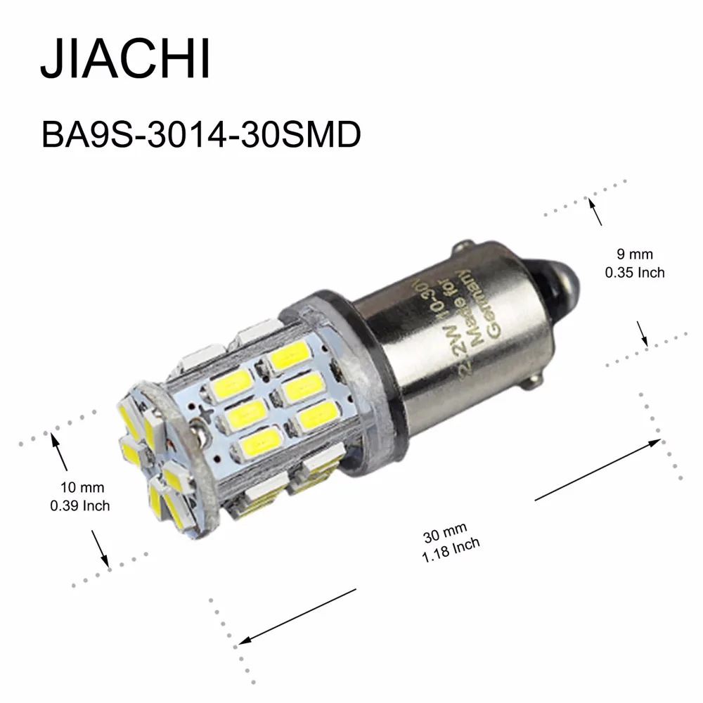 JIACHI FACTORY Super Bright 6500k T11 BA9S Car Led Bulb Lamp T4W H6W Auto Parking License Plate Light 3014chip 30smd DC12v White