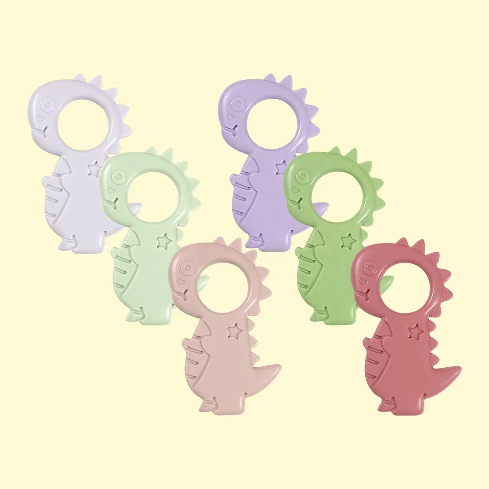 Hot Quality BPA Free Soft Food Grade Silicone Dinosaur Teether Relief Soothing Sore Dinosaur Gums Chew Infant Toys