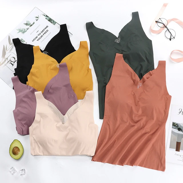 Модные женские туфли бесшовный жилет нижнее бельё для девочек уплотненный бюстгальтер без косточек с v-образной горловиной, Не оставляющий следов надежный дизайн, теплое нижнее белье