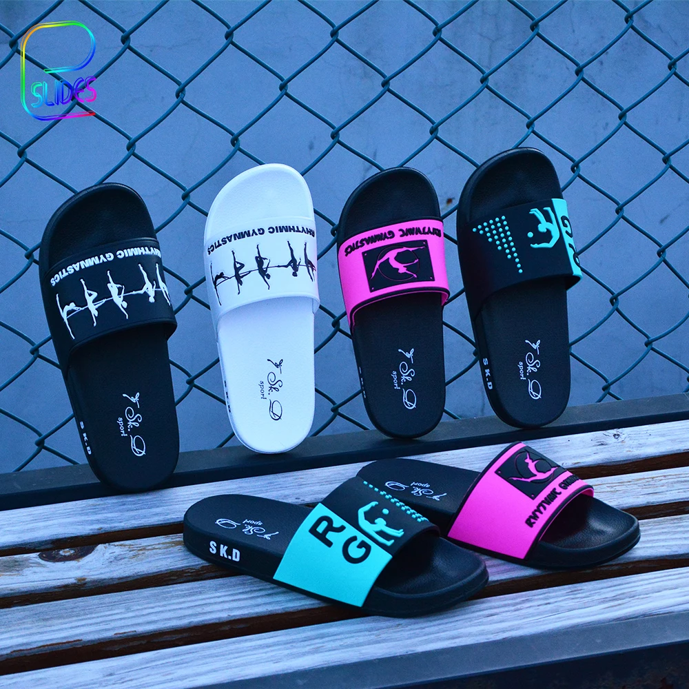 Popular Style Sports Gym Custom Color PVC Sandals Girl Flat Printing Logo Slides Shower Flip Flops Children