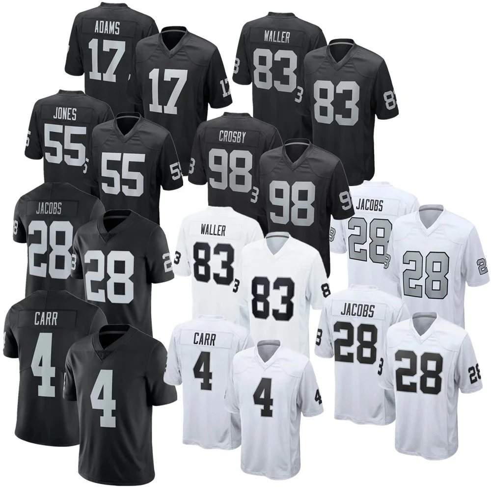 Derek Carr 4 Las Vegas Jerseys 28 Jacobs 55 Chandler Jones 98 Crosb Stitched Football Game Limited Jerseys Wholesale - Black