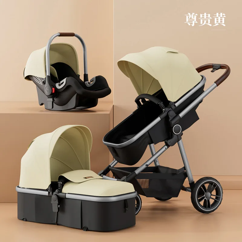 Multi-functional baby stroller high landscape light can sit and lie foldable shock-absorbing two-way newborn child basket stroll
