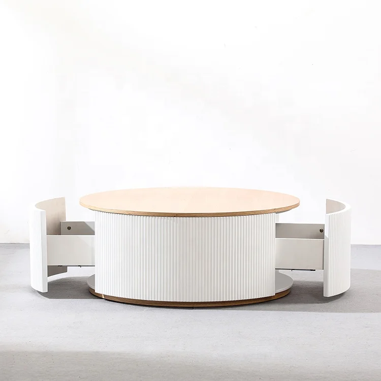 Quality Guaranteed Nordic Modern Design Round Coffee table Natural White Solid Oak Wooden Coffee Table