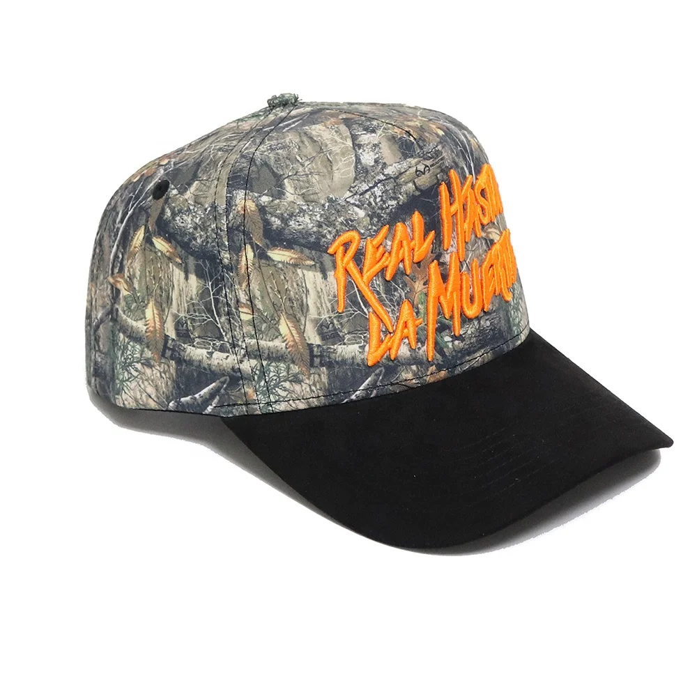 Hot selling 5 panel baseball cap low moq 3d custom embroidery logo camouflage cap for men outdoor sports cap with logo
