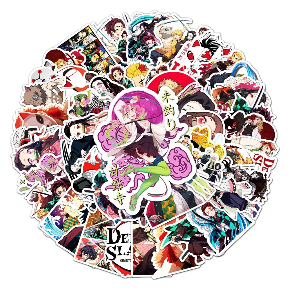 New DIY Demon Slayer Sticker Cartoon Creative Anime Kids Computer Desk Luggage Chair Decoration Waterproof Wholesale