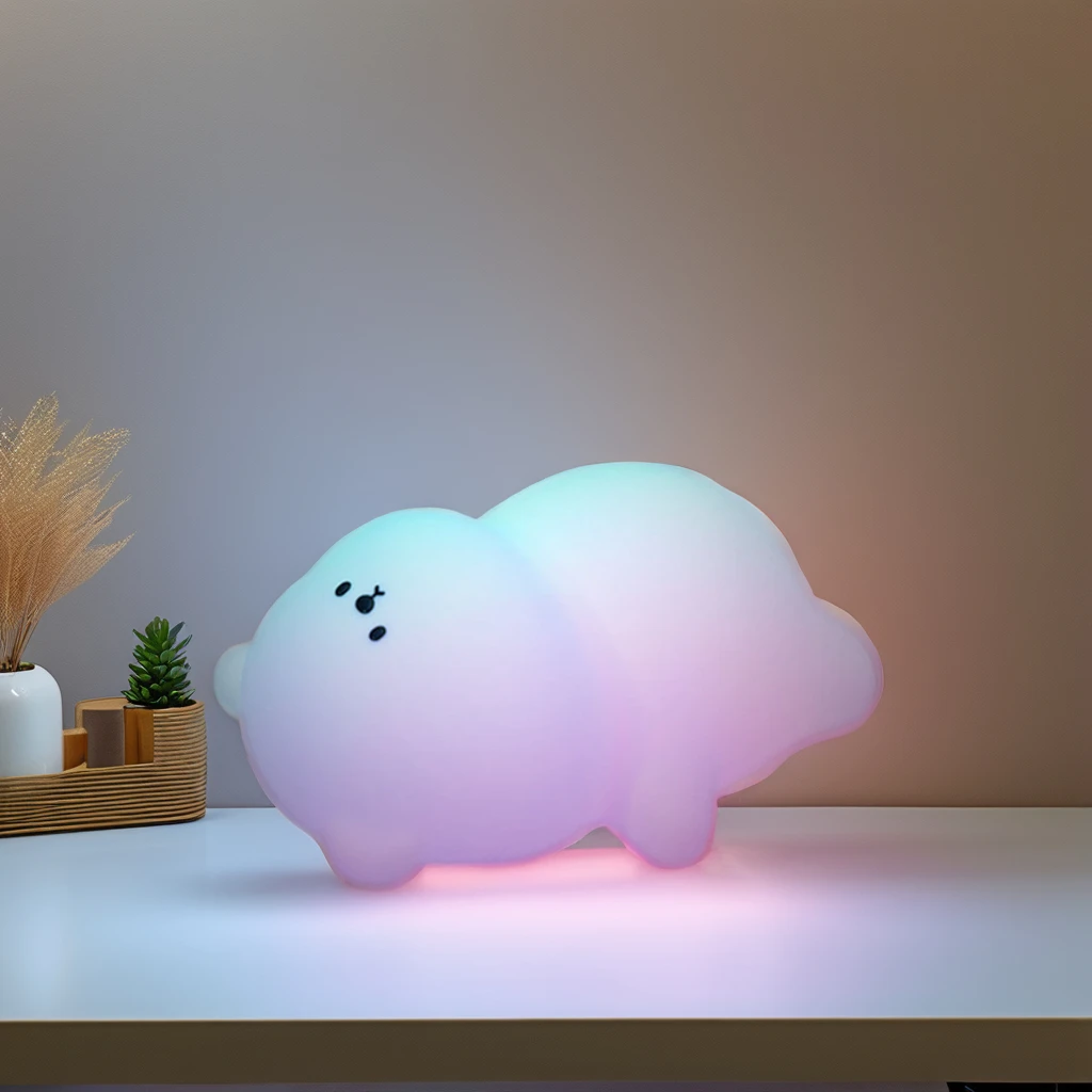 Bear Night Light LED Modern Design Cute Silicone Animal for Living Room with USB Rechargeable Battery 5V Emitted Colorful Switch