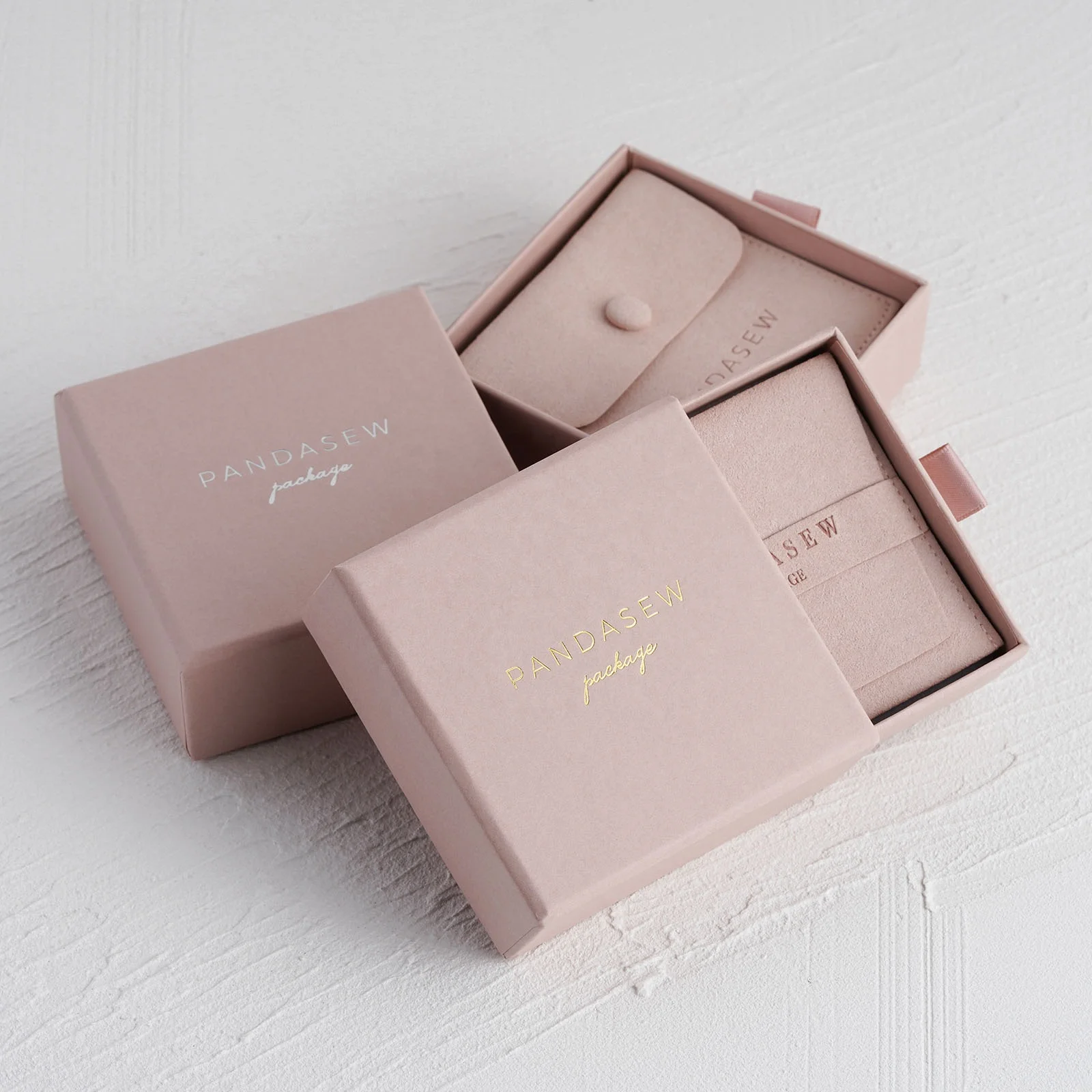 PandaSew Custom Logo Rose Gold Luxury Bracelet Pendant Ring Gift 1200g Paper Jewelry Packaging Drawer Box