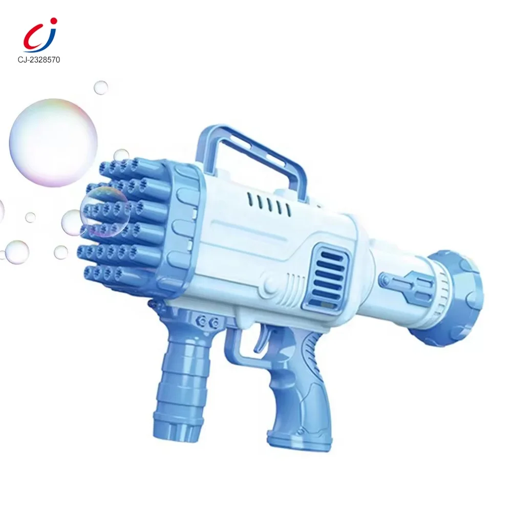 Chengji kids bubble gun machine funny summer outdoor games 32 holes launcher toy rocket bubble machine