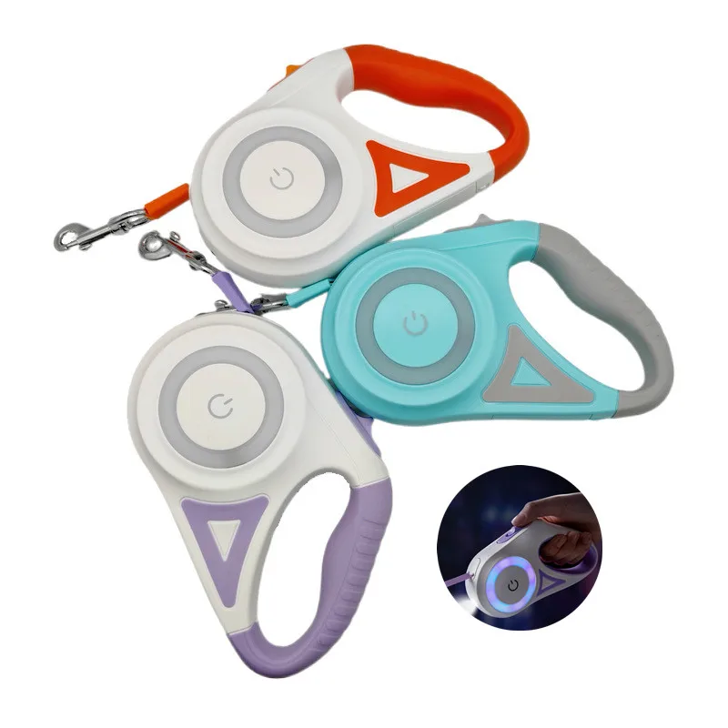 Wholesale Custom Long New Design Outdoor Flash Large Retractable Pet Dog Leash Lead With LED Light