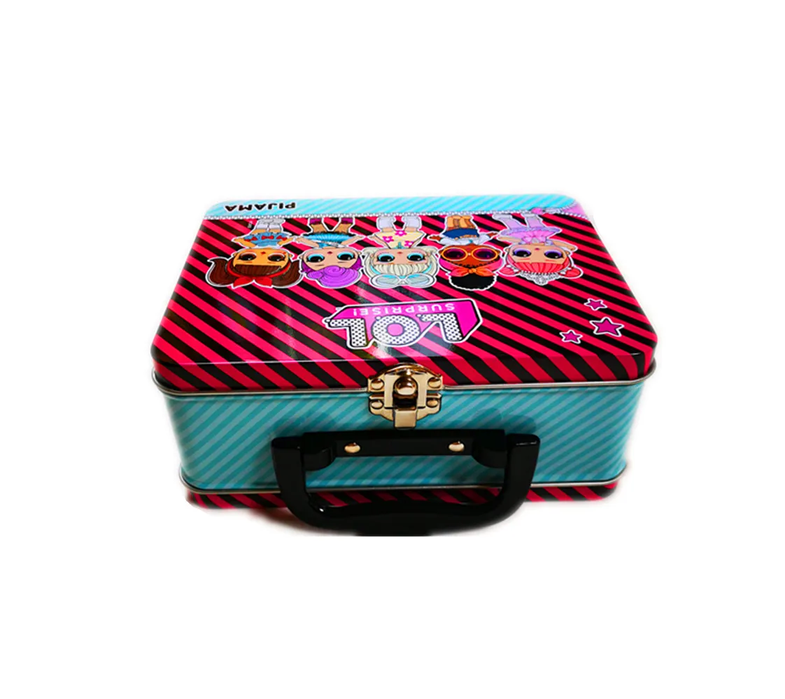 Cuboid shape metal piggy bank cartoon tin box cute character money tin gift box