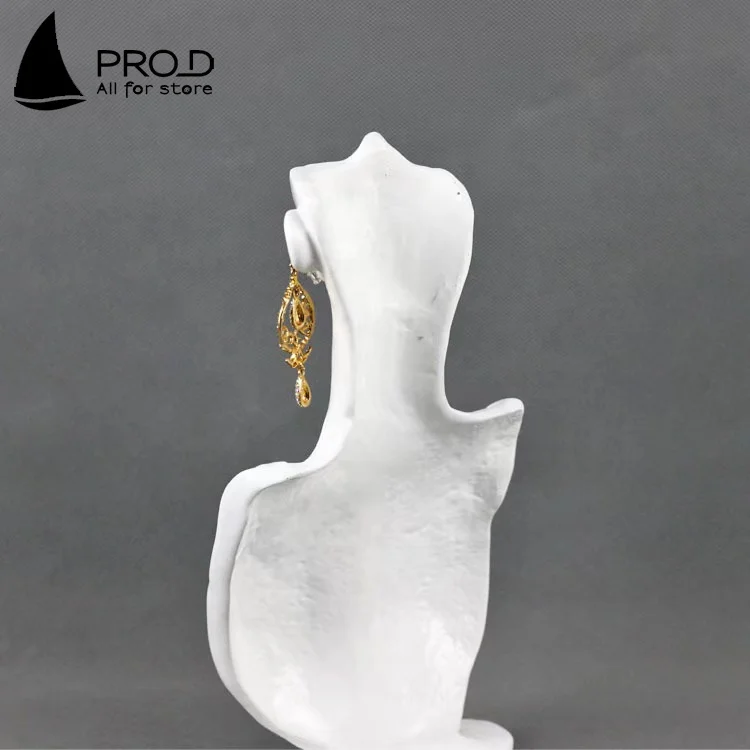 Home Vertical Resin Half Face Mannequin Earring Display Rack Jewelry Neck Holder