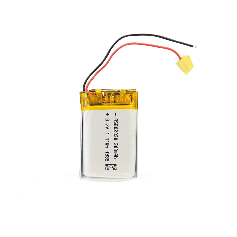 CE KC Certified 602030 3.7v 300mAh Rechargeable Lithium Ion Battery Li-Polymer Battery for Smart Shoes