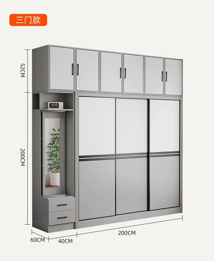 New Design Bedroom Furniture Sliding Door Wooden Lacquer Modern White Simple Home Wardrobe Customized Size