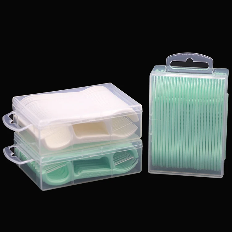 SUNSHING Portable Dental Floss Sticks Box Disposable Toothpicks Interdental Brush Floss Fruit Fork Clear Plastic Storage Case
