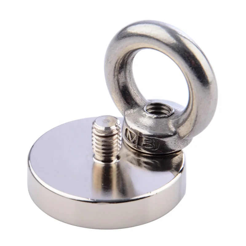 Hot sale Top Sale Silver Fishing Magnet 80KG Vertical pull-force D48mm Neodymium Magnetic Steel Cup Recovery Metal Hunting