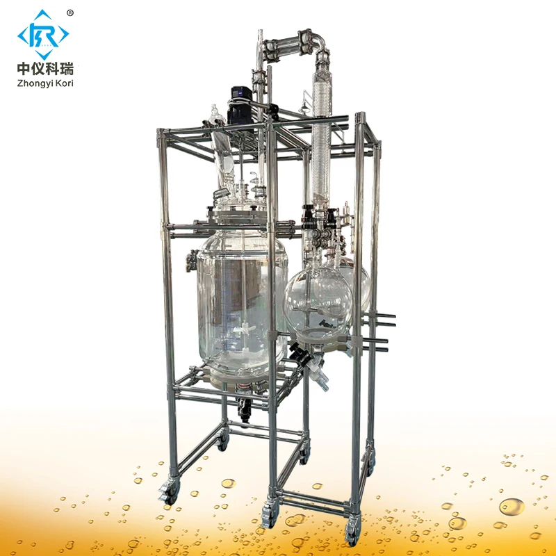 Lab Pilot Plant Chemical Pyrolysis Glass Reactor Jacketed Reaction Vessel Mixing Tank with