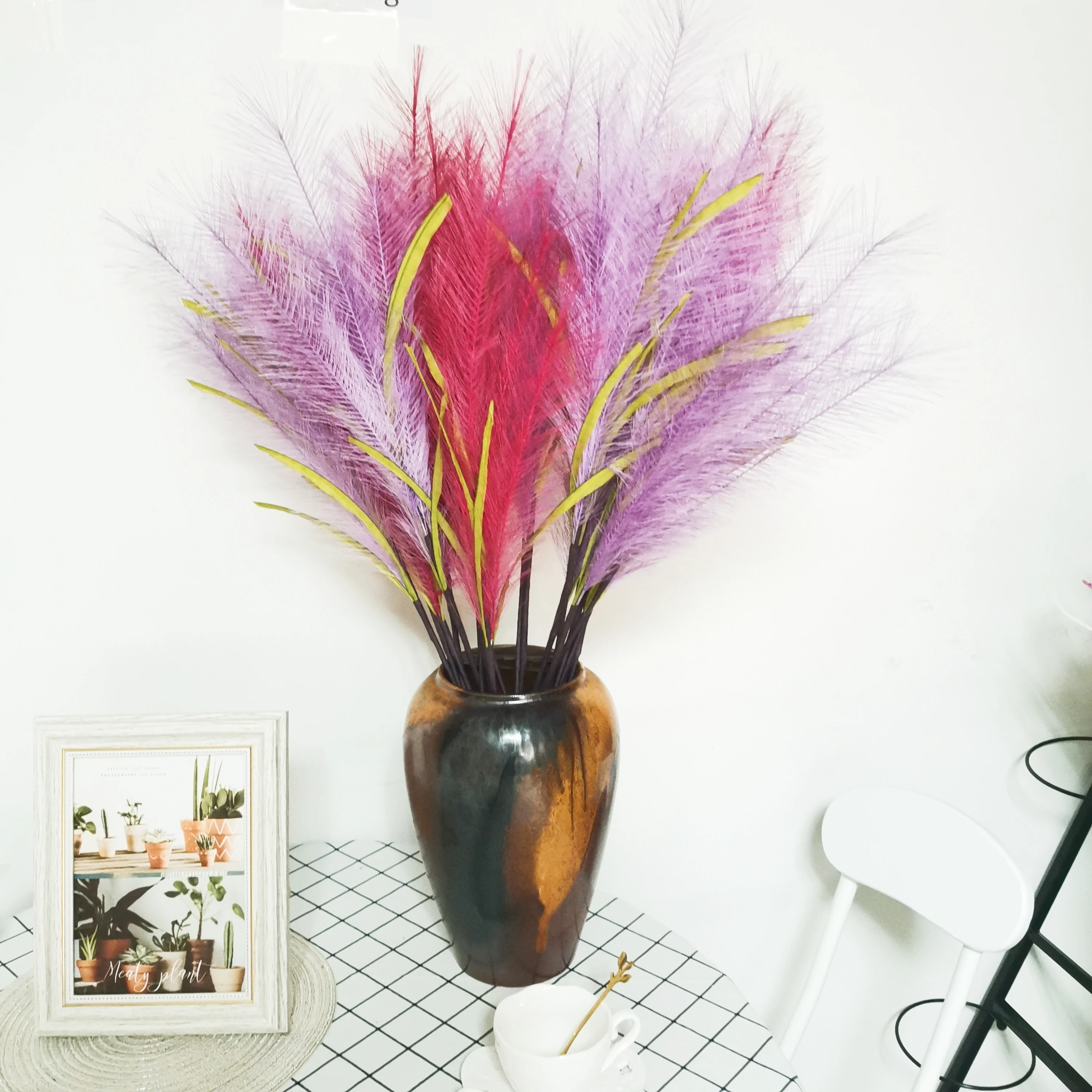 
factory wholesale wedding decoration feather home decor dried pampas grass artificial flowers 