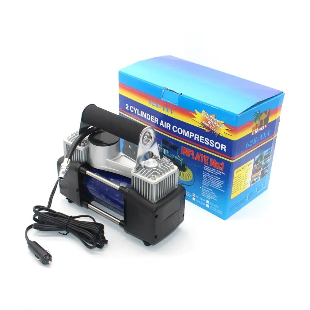 2020 Hot Sale Double Cylinder Metal Auto inflation Mini DC 12V Portable Car Tire Air Compressor Pump ,Tyre Inflator for Cars