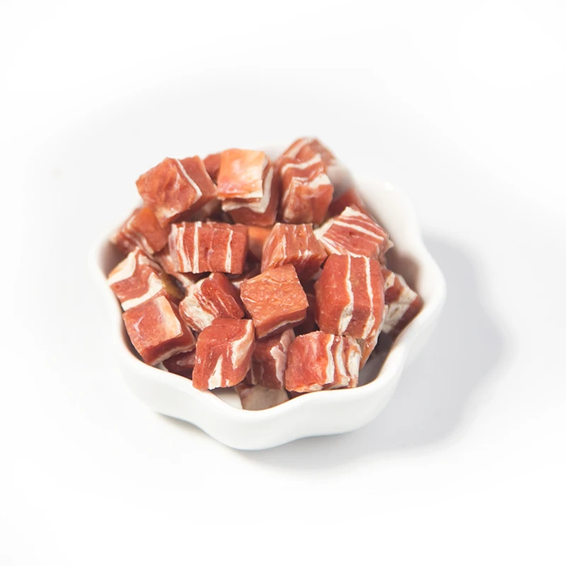 Factory Custom Dog Treat Healthy High Protein Pet Dry Food OEM Snowflake Beef Cubes For Pets