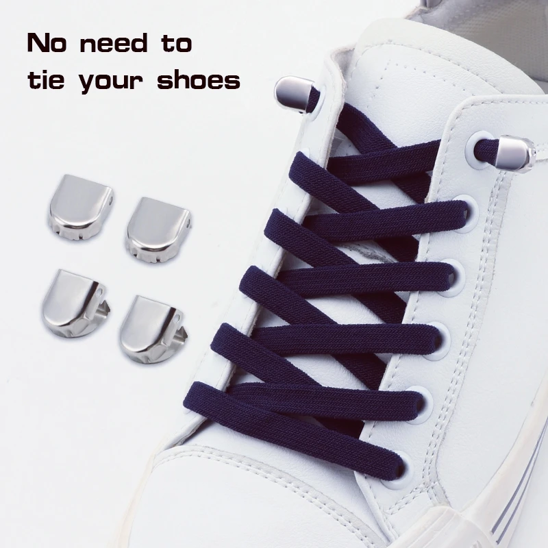No Tie Shoe Laces Elastic Laces Sneakers Tennis Flat Shoelaces Without Ties Kids Adult 8mm Wide Shoelace Shoes Accessories 1Pair