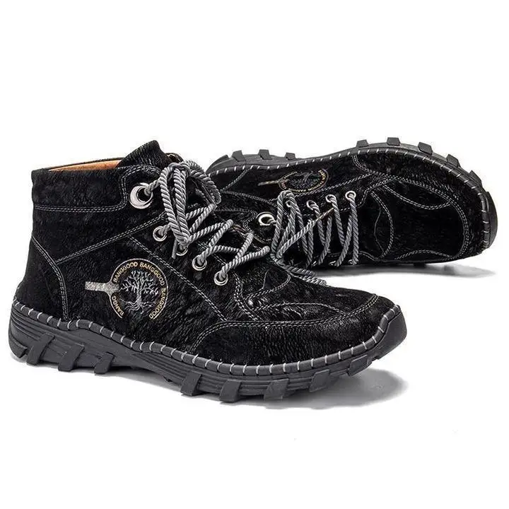 
Men Hand Stitching Outdoor Work Style Microfiber Leather Boots 