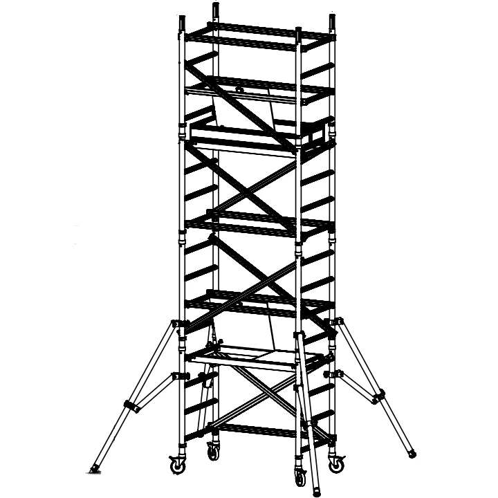 Best seller on Amazon  6061-T6 aluminum  with wheels mobile  ladder scaffold