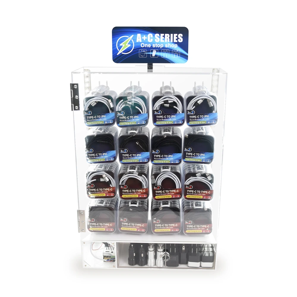 Manufacturer Customized Mobile Phone  Accessories LED Rack Display Shelves For Retail Stores