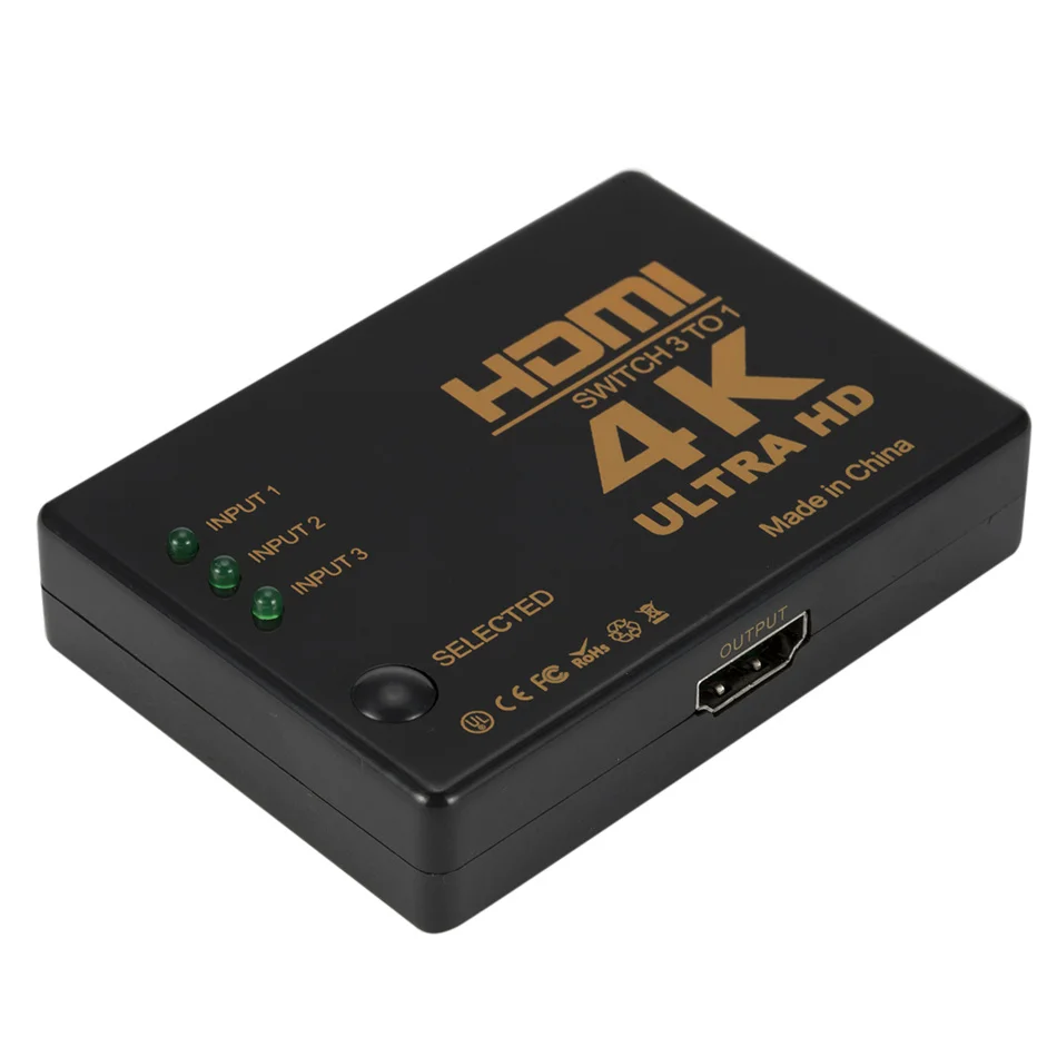 HDMI-совместимый коммутатор 4K 3-в-1, HD 1080P видеокабель, сплиттер, 1x3 концентратор, адаптер, конвертер для PS4 PS3 TV Box HDTV PC