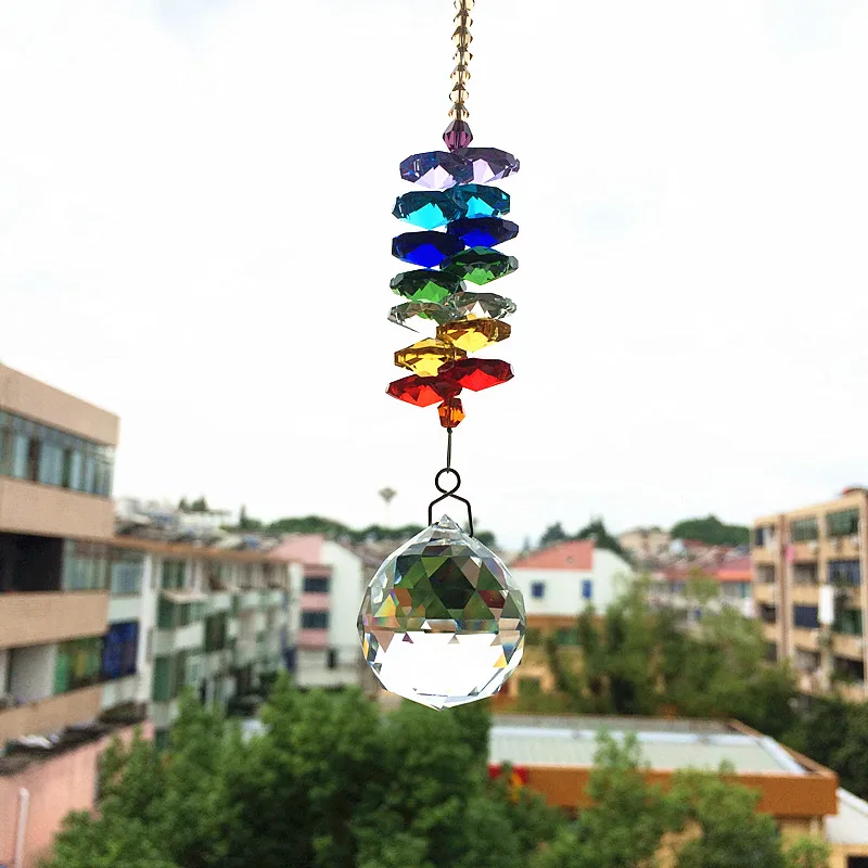 30mm K9 Chandelier Faceted Sun Catcher Crystal Ball Colored Pink Ora Glass Octagonal Beads For DIY Garden Suncatchers