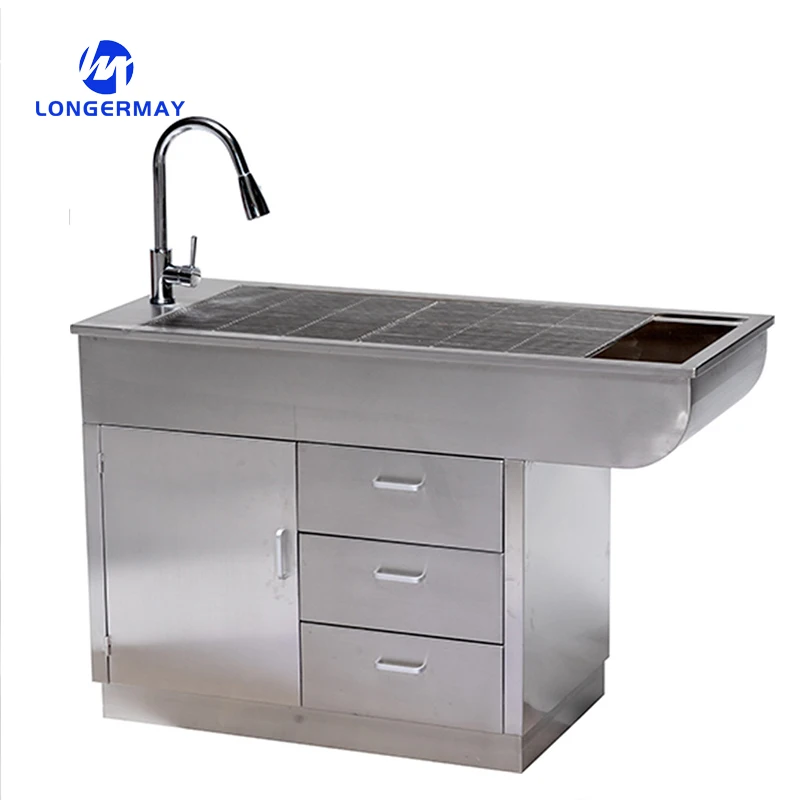 Stainless steel pet vet examination disposal table dog cat treatment pet grooming table