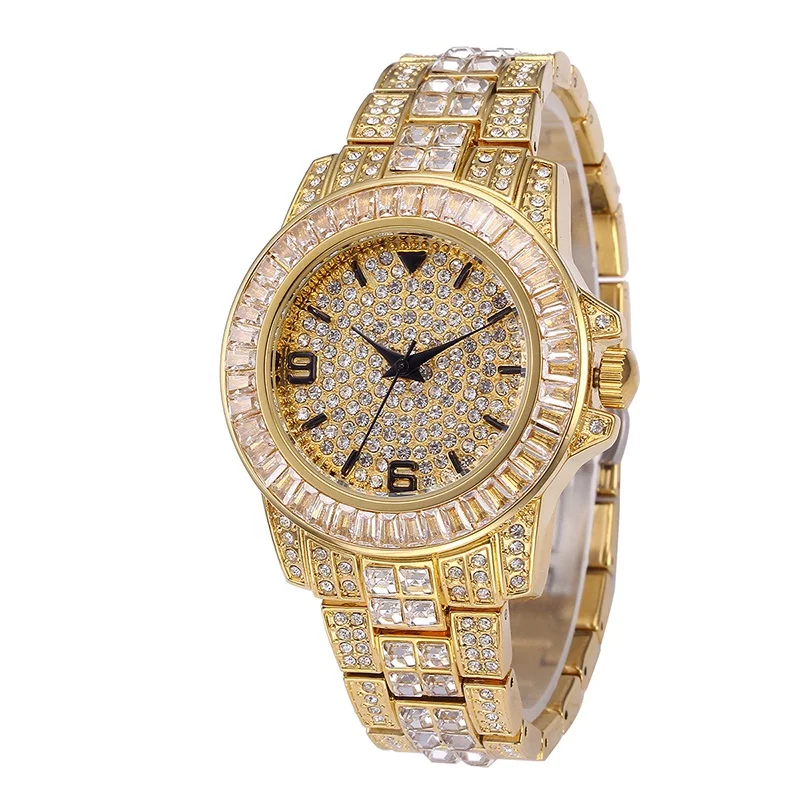 Adelante Wholesale AB220021 Japan Movement Waterproof Iced Out Diamond Quartz Wristwatch Watch