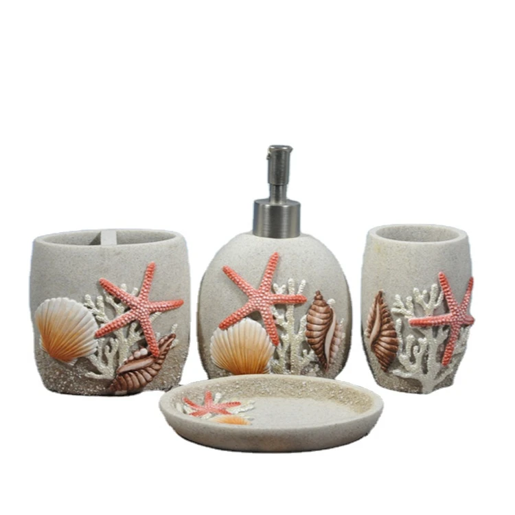 4Pcs Sets Soap Dispenser Sea Shell Bathroom Accessories gift set