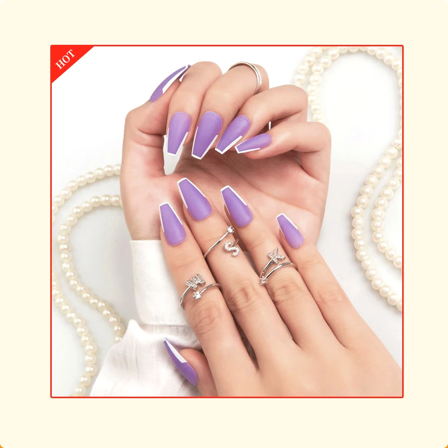 Verified Factory Private Label Salon Quality Stick on nails Ballerina French press on Nails Designer Faux Ongles