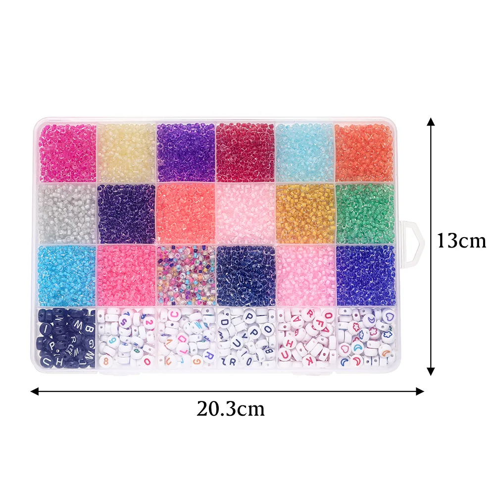 24 Grids Colors Seed Black Round Acrylic Letter Beads Jewelry DIY Making Bracelets Necklace DIY Clay Beads Kit Set