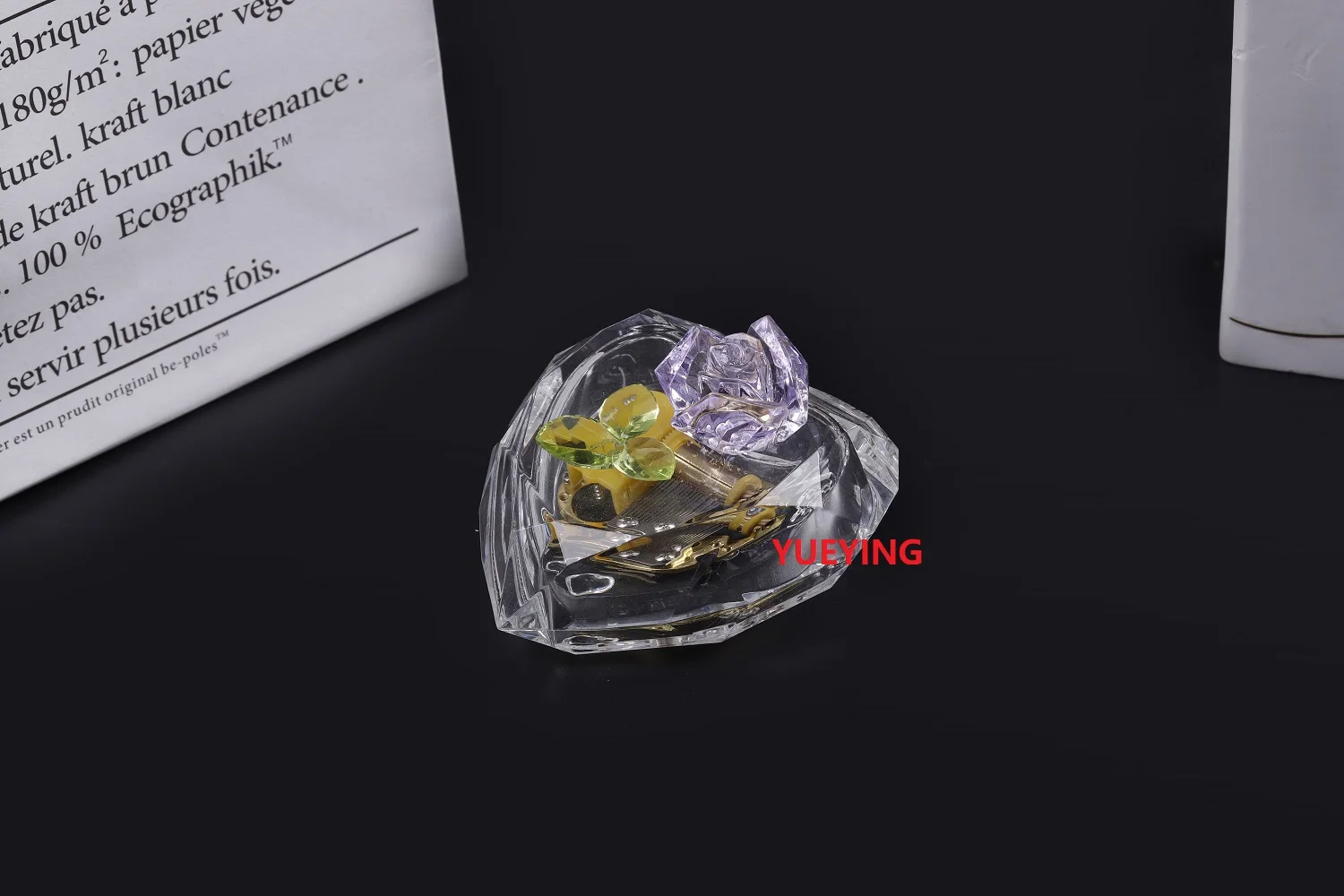 Acrylic music box heart with rose big size with LED light for girlfriend