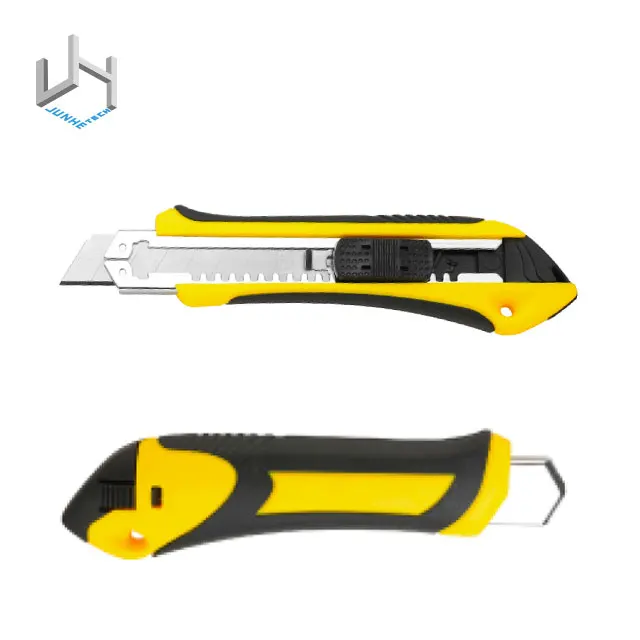 Plastic Rubber Retractable 3pcs Blade Cutter Auto Self Loading Knife 18mm