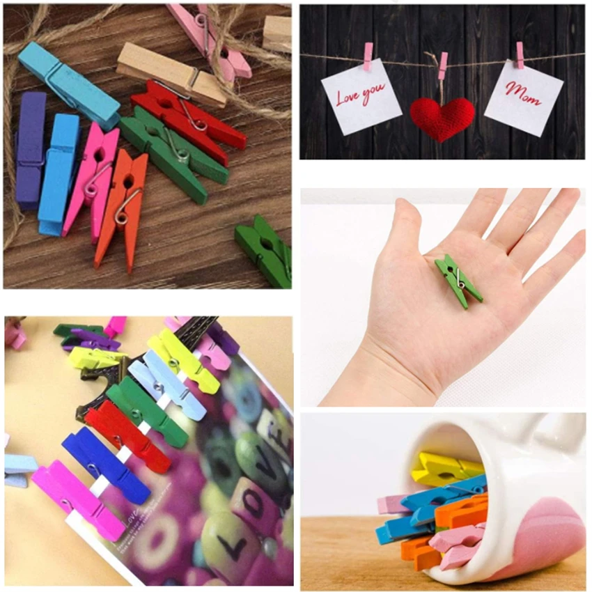 Wholesale Colorful Wooden Clothespins Small Photo Clips for the Pictures