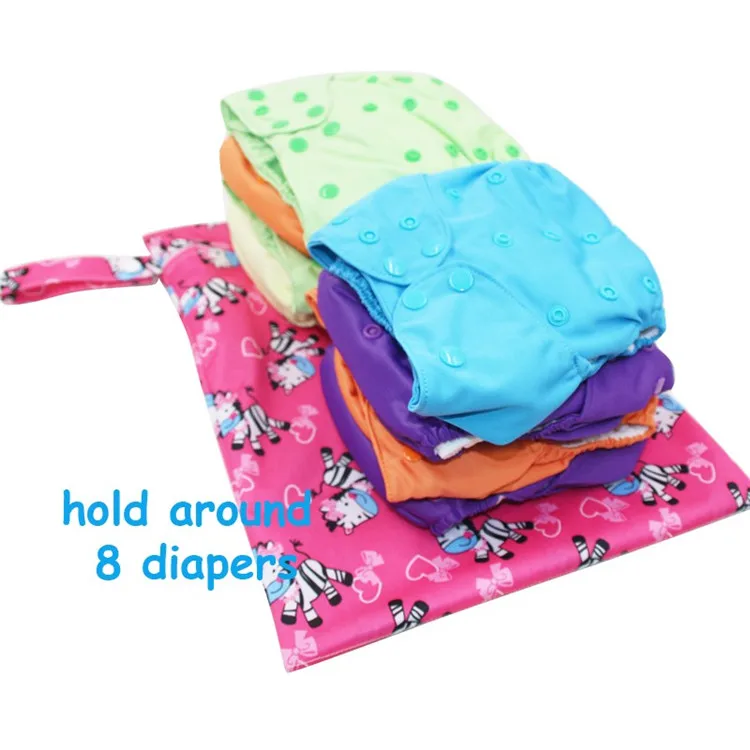 double pocket waterproof PUL multi purpose bag with PUL handle washable diaper bag for baby cloth nappy diaper cover wet bag