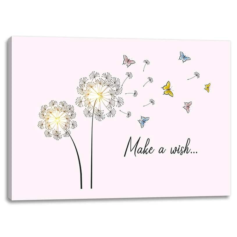 Floral lighted up canvas prints dandelion lighted led fiber optic projector branch light wall art fiber optics garden decor