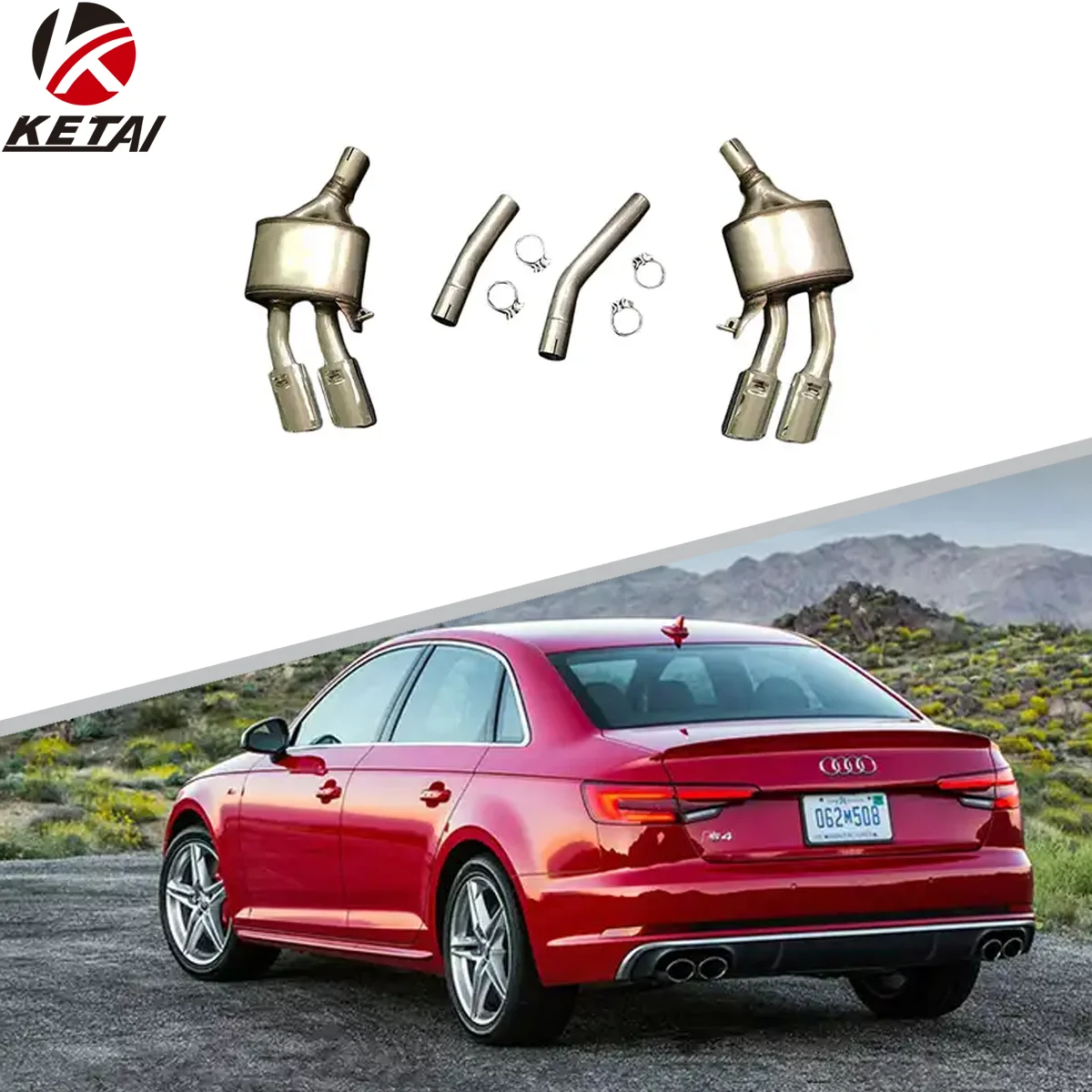 2016-2022 Stainless Steel material S4 Style Car Rear Bumper Exhaust For AUDI A4