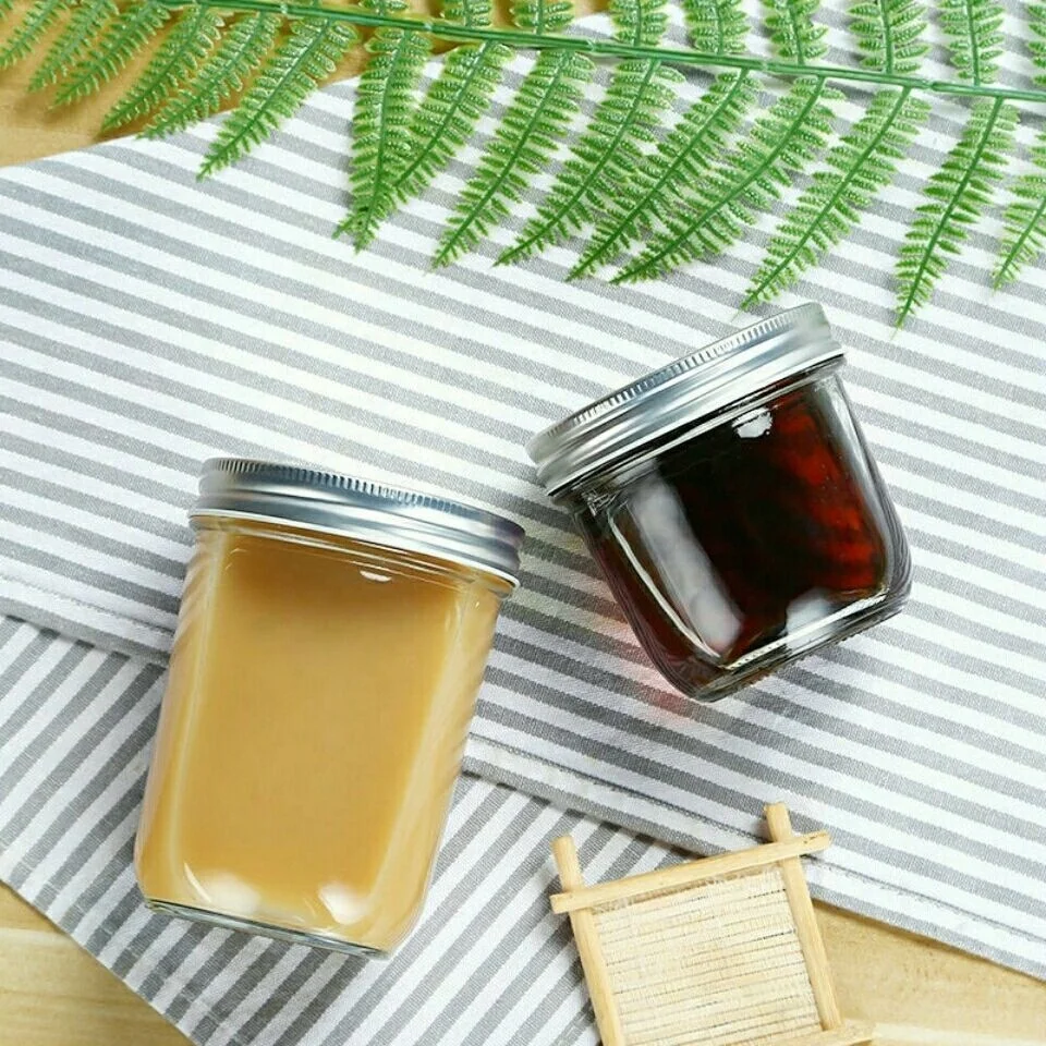 Emputy  230ml 8oz Wide Mouth Round Glass Mason Jar with Lids