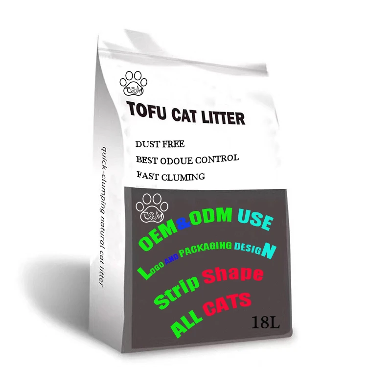 2mm Strip Shape 18L Natural Plant Eco Friendly Spring Cat Flushable Fast Clumping Tofu Cat Litter