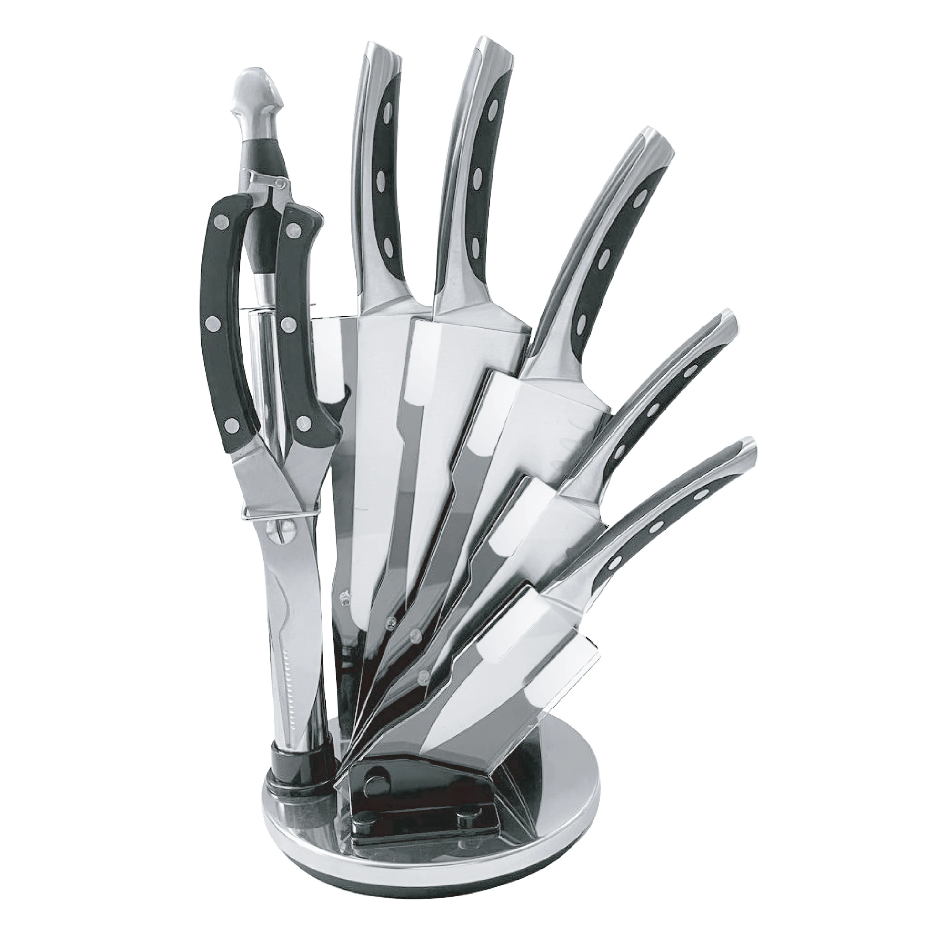 Hot selling luxury 7pcs kitchen cooking stainless steel knife set with acrylic stand