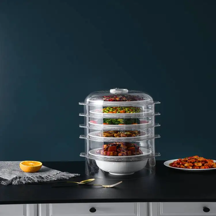 Custom High Quality PET Stackable Food 4 Layers Dish With Cover Plastic