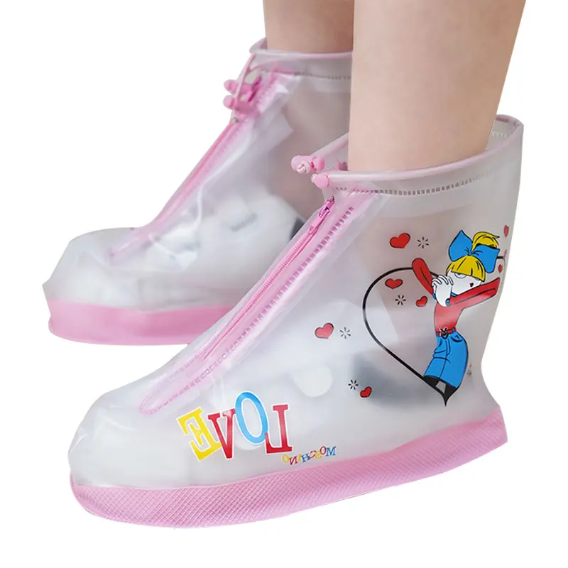 Manufacturer direct selling simple cartoon comfortable waterproof windproof PVC rainproof shoe boots for school