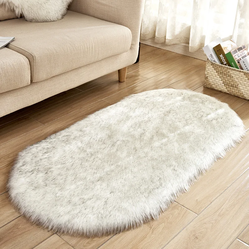 Oval Artificial Wool Carpet Plush Washable Fluffy Soft And Warm Living Room